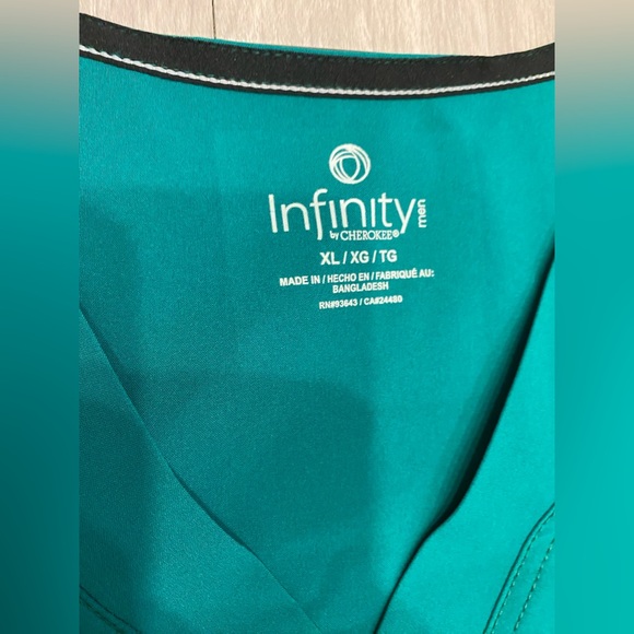 Cherokee Infinity Men's V-Neck Scrub Top CK900A HNPS Green XL Pockets Athletic - Picture 2 of 8